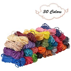 30束30色ワックスポリエステルコード  ラウンド  ミックスカラー  1mm  15 M /バンドル  1bundle / color&nbsp;YC-SZ0001-02