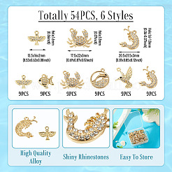54pcs 6 estilos colgantes de rhinestone de aleación&nbsp;FIND-TA0010-65KCG