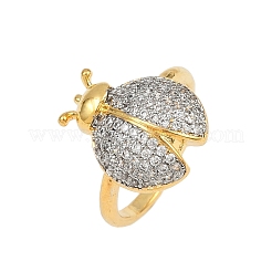 Женское кольцо-манжета с микропаве из латуни и кубическим цирконием&nbsp;RJEW-L132-01G