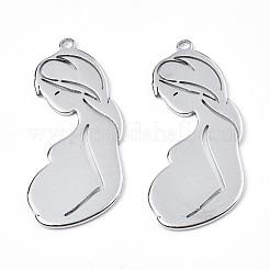 変色しない201ステンレススチールペンダント  妊婦  ステンレス鋼色  41x18x1mm  穴：2mm&nbsp;STAS-N098-069P
