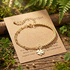 Armbänder mit vierblättrigem Kleeblatt-Anhänger aus Edelstahl 304&nbsp;UY0745-2
