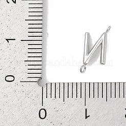 304ステンレススチールレターコネクタチャーム  ステンレス鋼色  文字N  12x5.5x2mm  穴：1.2mm&nbsp;STAS-M108-01P-14