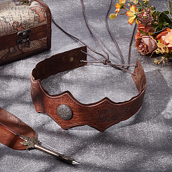 Ободки для волос из искусственной кожи и сплава для женщин и девочек&nbsp;OHAR-WH20009-02B-02