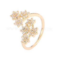 Anelli aperti con polsino in ottone micro pavé di zirconi cubici per donna&nbsp;WGA1A5C-01