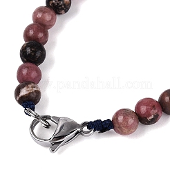 Colliers de perles rondes et coniques en rhodonite naturelle&nbsp;NJEW-N064-03E