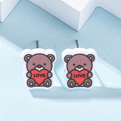 Деревянные серьги-гвоздики EJEW-M063-01G