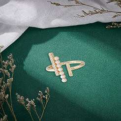 1 шт. латунные кольца-манжеты с микропаве из прозрачного кубического циркония для женщин&nbsp;KK-LP0004-73