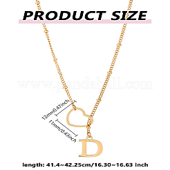Collier lariat en acier inoxydable avec lettre et cœur pour femme 1 pièce&nbsp;NJEW-LP0002-87G-D