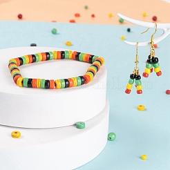 240шт круглые и плоские круглые синтетические бирюзовые бусины и 4 стиля стеклянных бусин DIY-LS0003-09