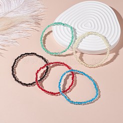 女性のための透明なクリスタルガラスシードビーズストレッチブレスレット  ミックスカラー  内径：2-1/4インチ（5.6cm）&nbsp;BJEW-JB07107