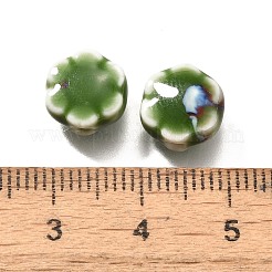 手作りの陶器ビーズ  花  シーグリーン  9.5x10x5~5.5mm  穴：1.8~2.2mm&nbsp;PORC-H013-04-18