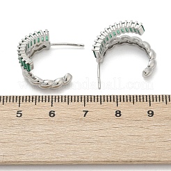 Boucles d'oreilles à tige en laiton torsadé avec micro pavé de zircones cubiques&nbsp;EJEW-M082-16P-01