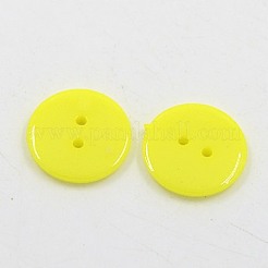 アクリル縫い付け用ボタン  衣装デザインのためのプラスチックボタン  2穴  染め  フラットラウンド  きいろ  24x3mm  穴：2mm&nbsp;BUTT-E084-A-08