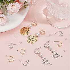 20 шт. двухцветная латунная фурнитура для сережек-гвоздиков с 2 шт. пластиковыми гайками&nbsp;FIND-BBC0002-13