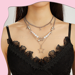 2 комплект из 2 стилей ожерелий в форме звезды из цинкового сплава для женщин&nbsp;NJEW-SC0001-52