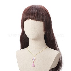 Ромб ручной работы ткацкий станок узор стеклянные семена подвески ожерелья с кисточкой&nbsp;NJEW-MZ00012