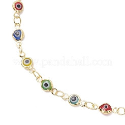 Bracelets de cheville faits à la main en laiton avec motif de mauvais œil pour femmes&nbsp;AJEW-AN00715-01