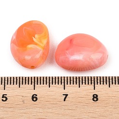 不透明アクリル天然石風ビーズ  ティアドロップ  ツートン  ライトコーラル  18.5x13x8mm  穴：1.5mm&nbsp;X-OACR-G064-09A