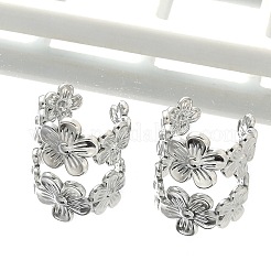 Orecchini a polsino con fiore in acciaio inossidabile 304 per donna&nbsp;LS-EJEW-A118-03P