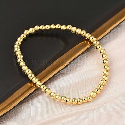 Pulseras elásticas con cuentas redondas de latón para hombres y mujeres&nbsp;BJEW-B148-05B-G