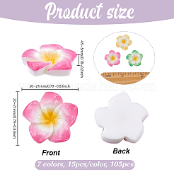 105 Stück 7 Farben Plumeria Blume undurchsichtige Harz Cabochons&nbsp;CRES-UN0001-04