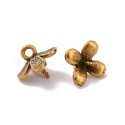 925スターリングシルバーペンダントベイル  花  アンティーク黄金  7x8x8mm  穴：0.2mm  ピン：0.8mm&nbsp;STER-D036-17AG
