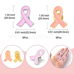 12 шт. 2 стиля розовая лента эмалированная булавка для осведомленности о раке груди&nbsp;JEWB-FS0001-08