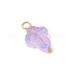 ガラスチャーム  クロス  鉄ループ付き  ゴールドカラー  19~19.5x11.5x4mm  穴：2.5~3mm&nbsp;PALLOY-JF03681-02