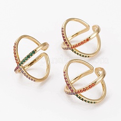 Латунные микро проложить манжеты кольца кубического циркония RJEW-C101-13G