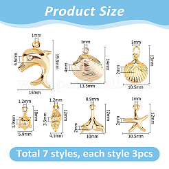 Тема морских организмов 21 шт 7 стиля латунные подвески&nbsp;KK-HS0015-53