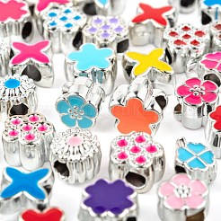 70шт 7 стиля цветы и растения серии уф покрытие акриловые европейские бусины OACR-LS0001-07