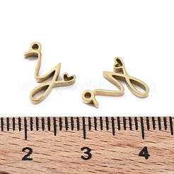 304ステンレススチールチャーム  レーザー切断  14KGP本金メッキ  文字y  12x10x1.5mm  穴：1mm&nbsp;X-STAS-M327-02G-Y
