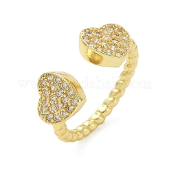 Anillos abiertos de latón con micro pavé de circonita cúbica&nbsp;RJEW-C163-03B-G