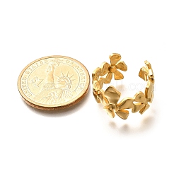 Offener Manschettenring aus Edelstahl mit Blume 201 für Frauen&nbsp;LS-RJEW-A053-02D-G