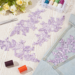 4 paio di applicazioni in pizzo ricamato con paillettes in poliestere&nbsp;DIY-GF0013-81A