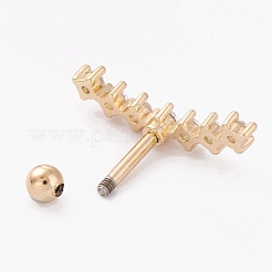 Orecchini cartilagine a bilanciere con micro pavé di zirconi cubici chiari in ottone&nbsp;AJEW-P017-09G