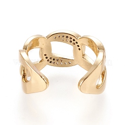 Регулируемые латунные кольца микро манжеты из прозрачного циркония RJEW-M133-03G