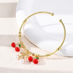 Браслеты-манжеты из латуни с микропаве из прозрачного кубического циркония BJEW-M075-01G