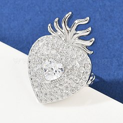 Латунные кольца из манжеты с прозрачным цирконием&nbsp;RJEW-P155-04B-P