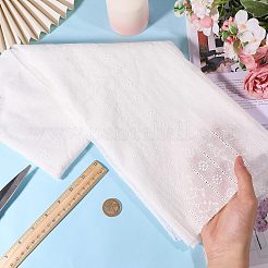 花柄の刺繍が施された綿生地  服装アクセサリー  ホワイト  1400x0.2~0.5mm&nbsp;DIY-WH0786-56B