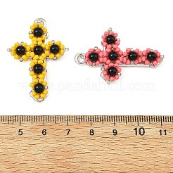 Pendentifs en onyx noir naturel (teint et chauffé) et perles de verre&nbsp;PALLOY-MZ01404