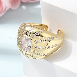 Offene Manschettenringe aus Messing mit Mikropavé und Zirkonia für Damen&nbsp;RJEW-L343-03G-02