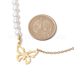 Ожерелья из сплава с бантом и жемчугом NJEW-JN04819