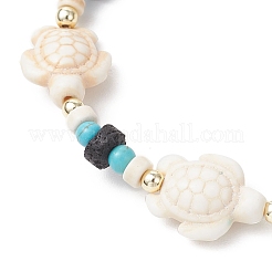 Синтетическая бирюза и натуральные бусины из лавы BJEW-JB11988-01