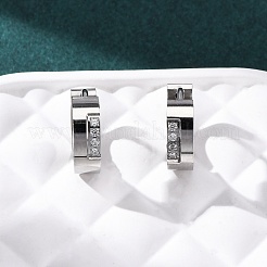 Серьги-кольца из нержавеющей стали 304 с кубическим цирконием&nbsp;EJEW-D331-11P