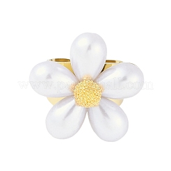 Кольца на палец из натуральной ракушки с цветком RJEW-H234-02G