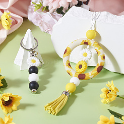 Наборы для самостоятельного изготовления брелока-подсолнуха из железных бусин&nbsp;DIY-TA0010-21