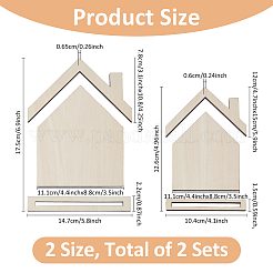 2 шт. 2 стиля держателей для карточек с вышивкой из дерева в форме домика ODIS-FH0001-19