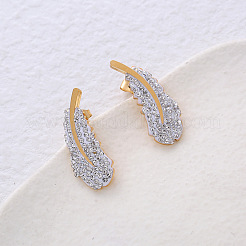 Серьги-гвоздики из нержавеющей стали с прозрачным кубическим цирконием в форме пера ED4497-2