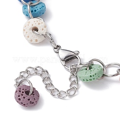 Браслеты из окрашенного натурального лавового камня и бисера AJEW-AN00545